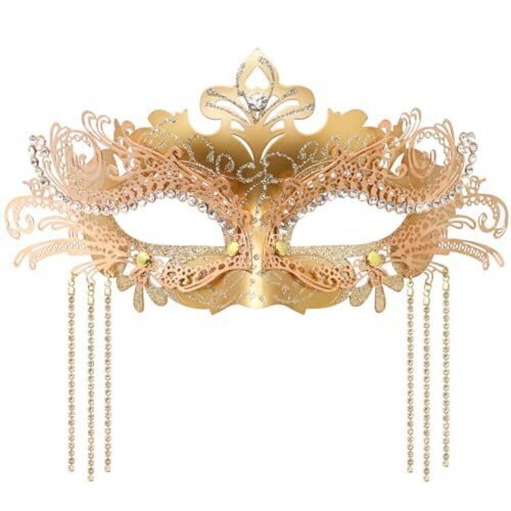 3486 Masquerade Mask with Rhinestone Chains Venetian Mask Mardi Gras
